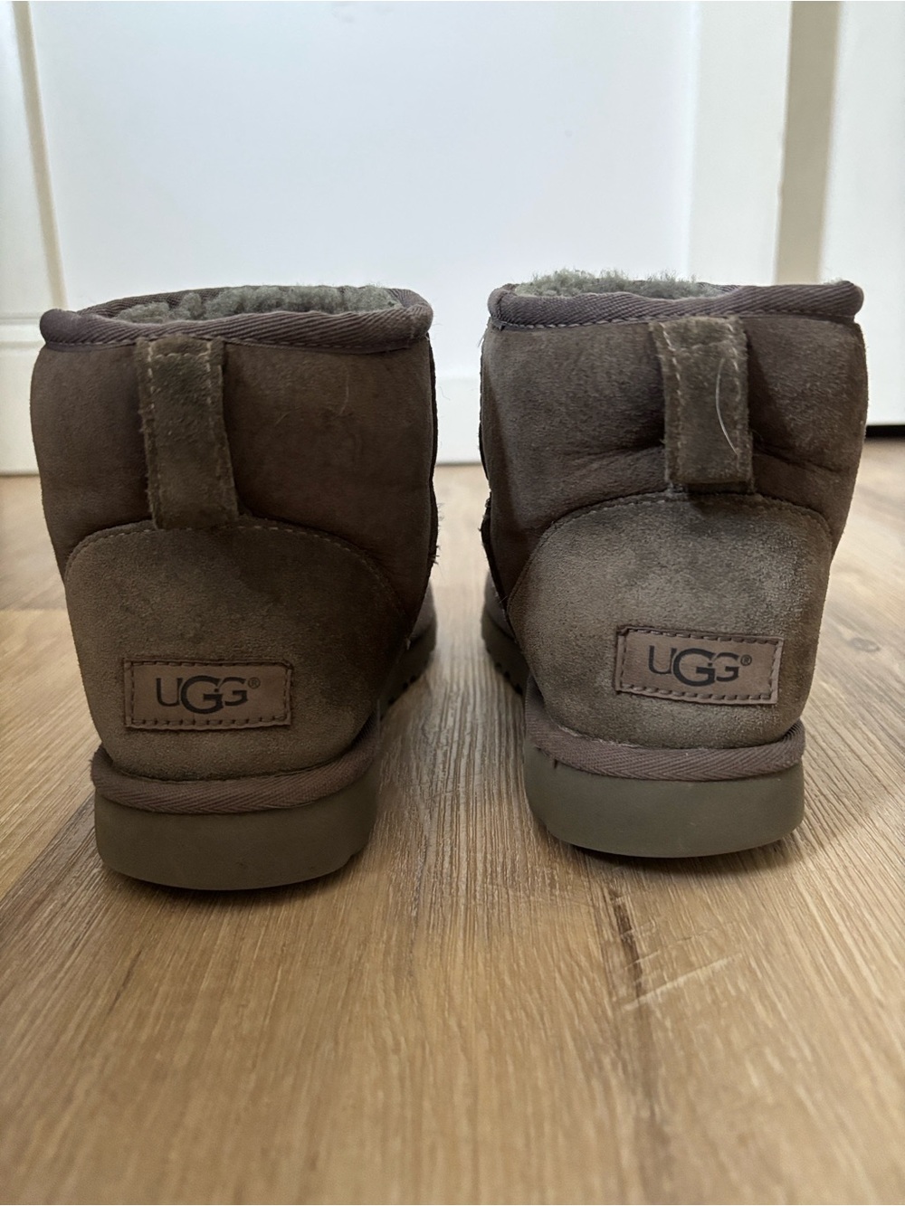 UGG Mini Booties in Grey Suede with Shearling Lining - Picture 2 of 5